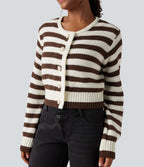 Cardigan tailleur rayé col rond manches longues