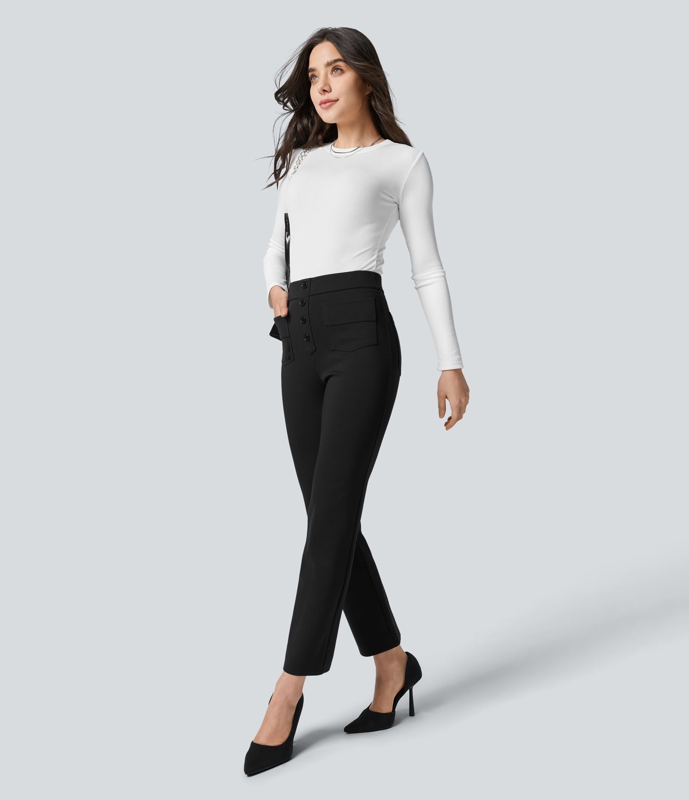 Pantalon de travail longueur cheville taille haute Halara Flex™ avec poches