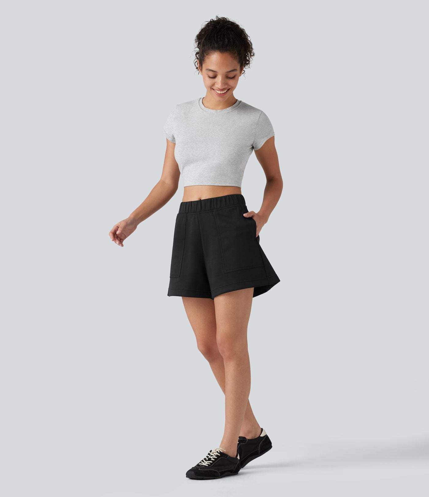 Short de danse taille mi-haute coupe évasée avec poches