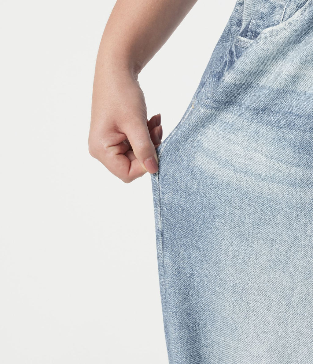 Pantalon jogging grande taille en molleton French Terry effet jean avec poches