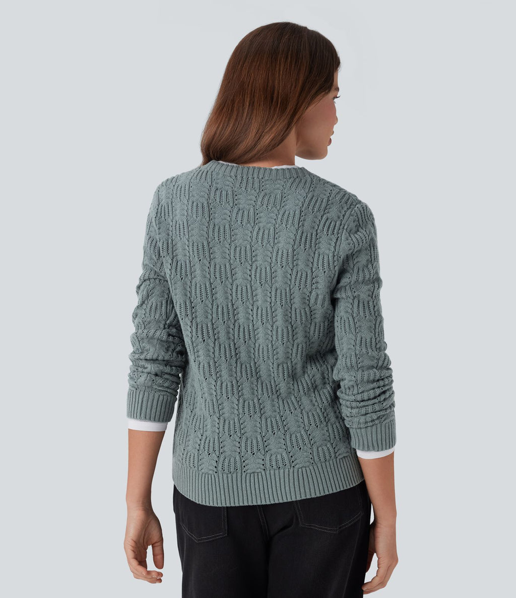 Pull décontracté col rond manches longues