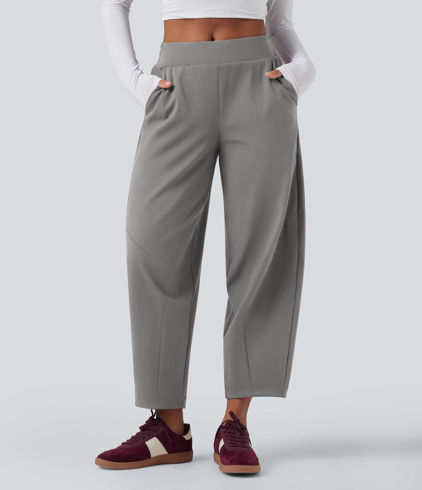 Pantalon 7/8 jambes tonneau taille moyenne DayStretch avec poches