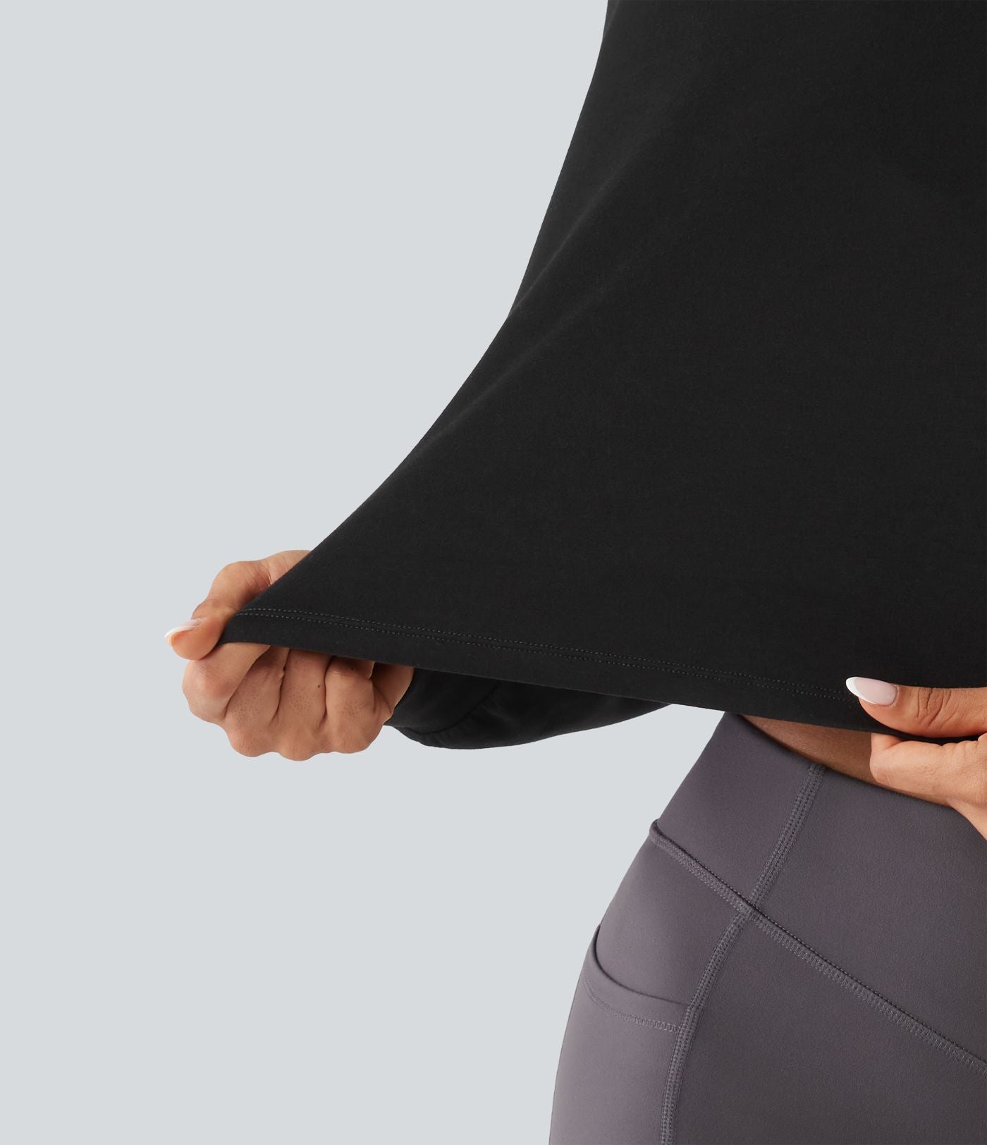 Sweat crop top col montant avec manches longues et coupe décontractée