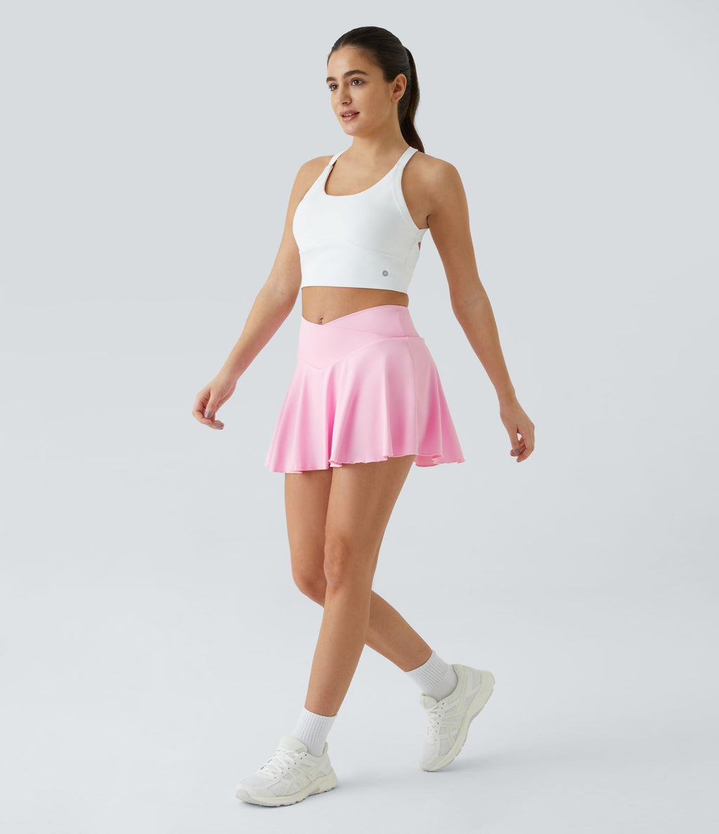 Jupe de tennis SoftlyZero™ Airy taille haute confortable 2-en-1 poches latérales croisées évasée effet frais