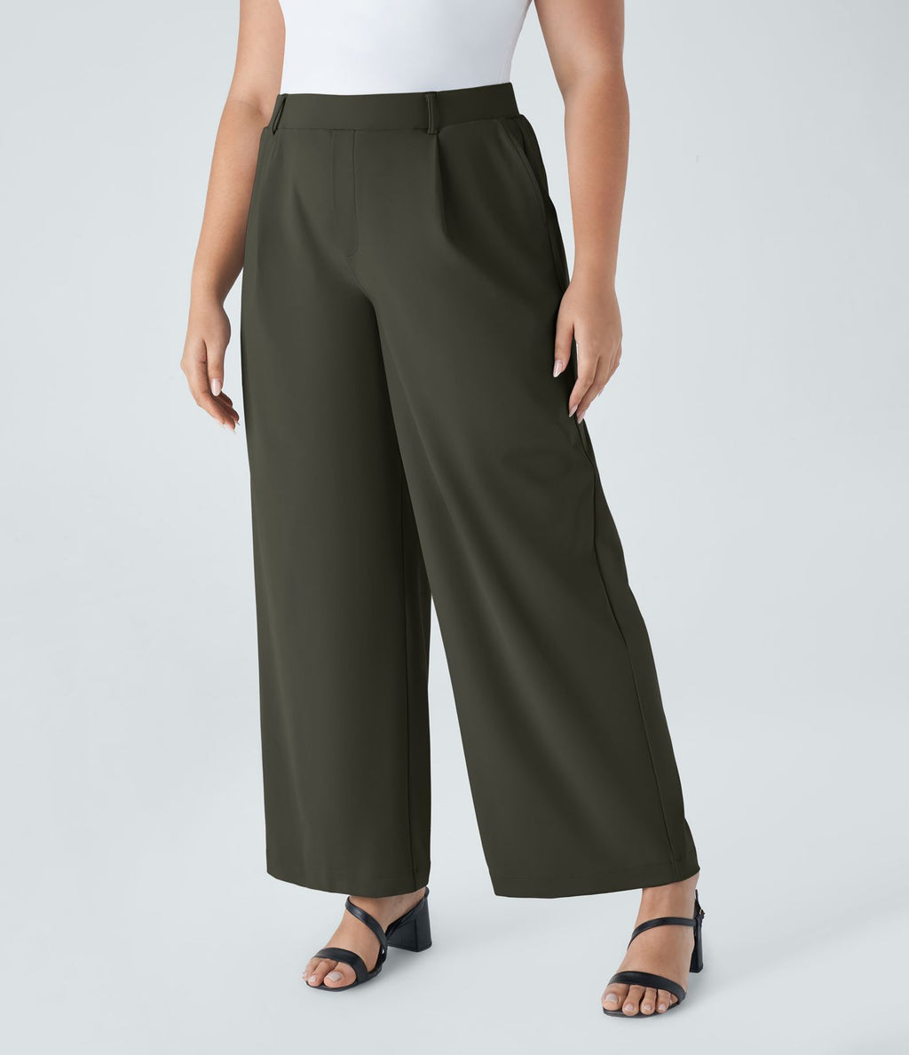 Pantalon de travail grande taille coupe droite taille haute Halara Flex™ DayStretch avec poches