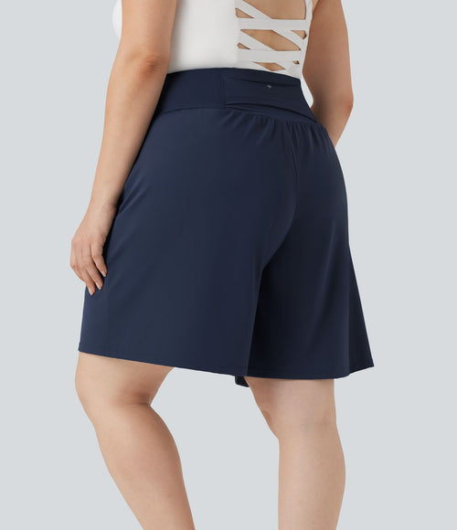 Bermuda de yoga grande taille SoftlyZero™ Airy taille haute effet frais InstantCool avec poches