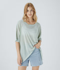 Top Casual Oversize Asymétrique Ourlet Fendu Transparent