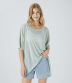 Top Casual Oversize Asymétrique Ourlet Fendu Transparent