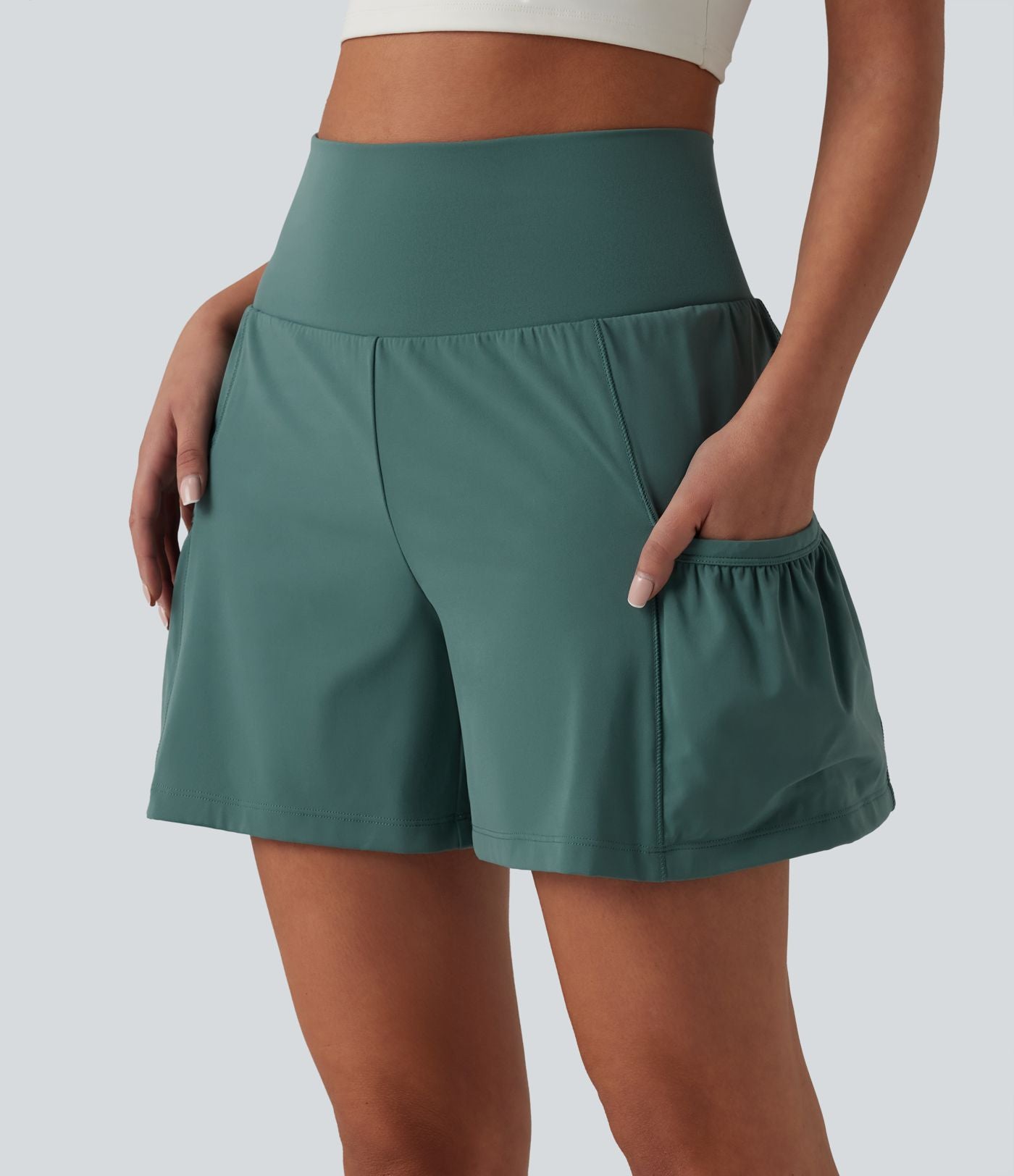Short de sport SoftlyZero™ Airy taille haute gainant et rafraîchissant 2 en 1, 12,5 cm, avec poches