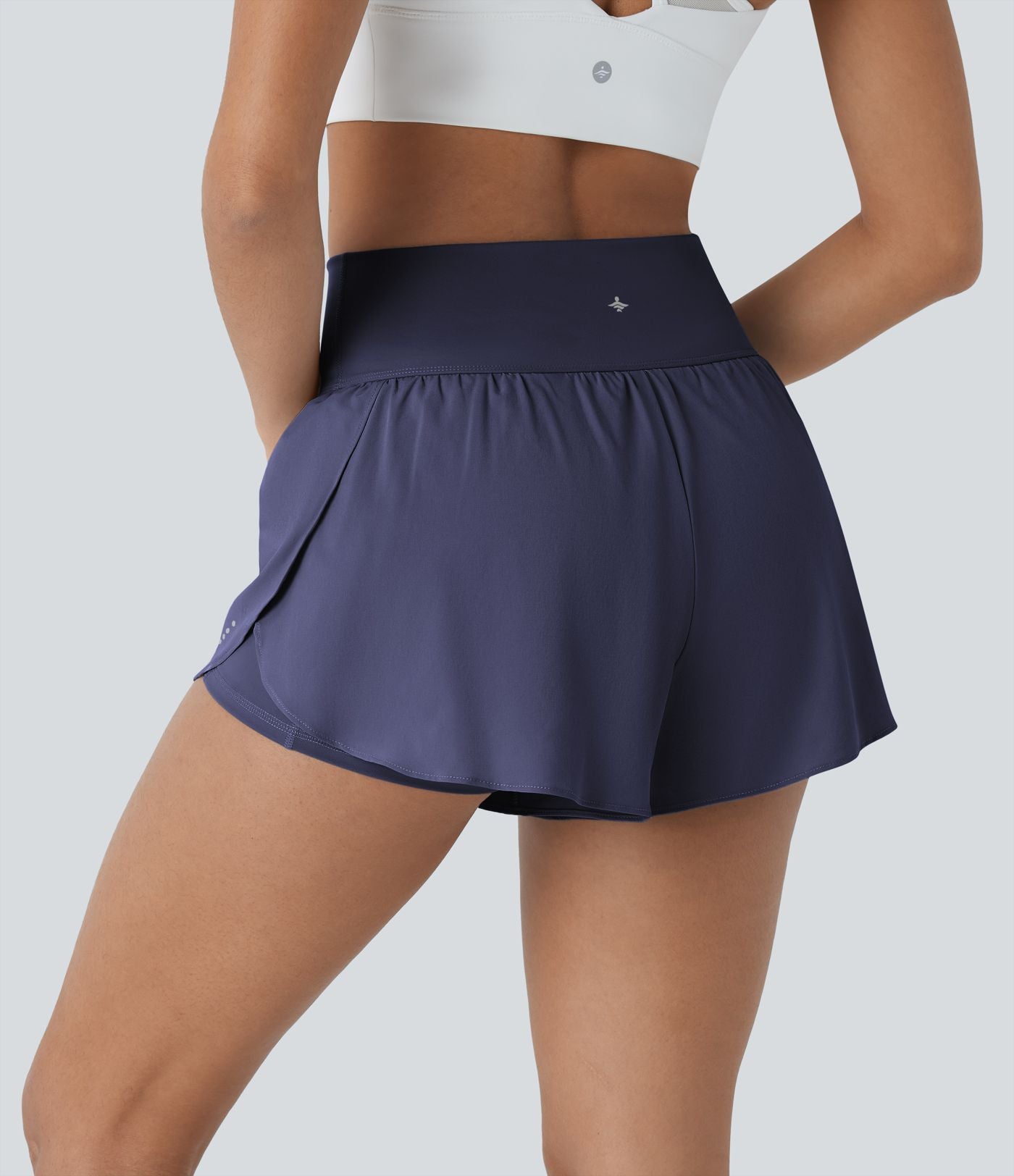 Softlyzero™ QuickDry Short de course à pied 2-en-1 taille haute à ourlet croisé avec pois réfléchissants et poches latérales