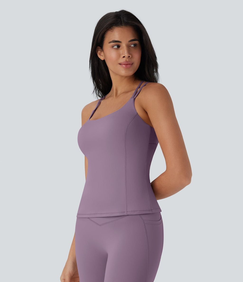 Top bretelles yoga Halara UltraSculpt™ Cool séchage rapide, dos nu avec bonnets moulés - UPF50+
