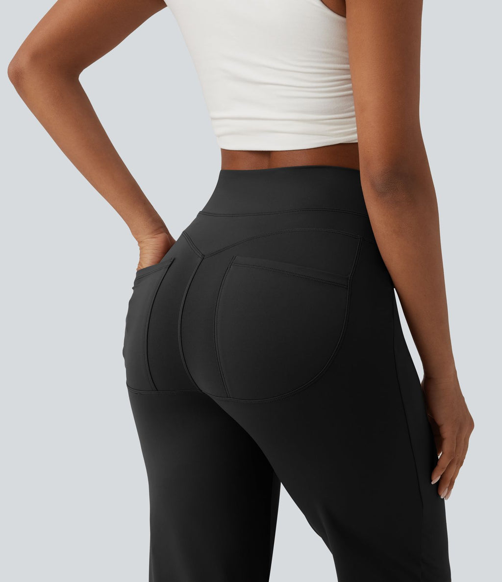 Pantalon droit décontracté gainant à séchage rapide effet frais InstantCool taille haute avec poches
