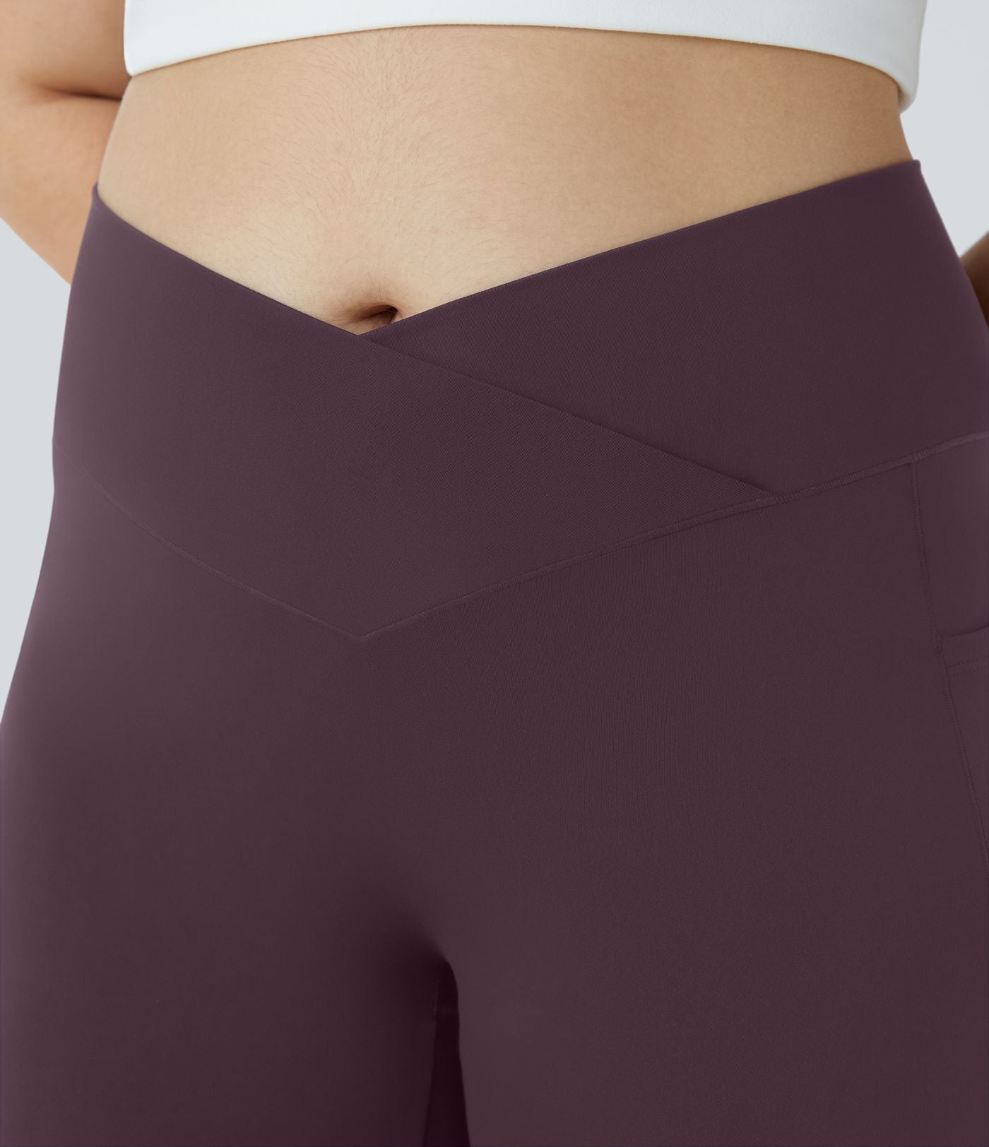 Softlyzero™ Legging Capri de Yoga Grande Taille Taille Haute avec Poche et Découpe Croisée