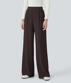 Halara Flex™ Pantalon Tailleur Évasé à Taille Haute Sculptant la Silhouette avec Poches Latérales Micro Waffle