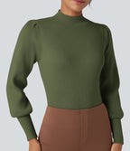 Pull col montant manches bouffantes longues