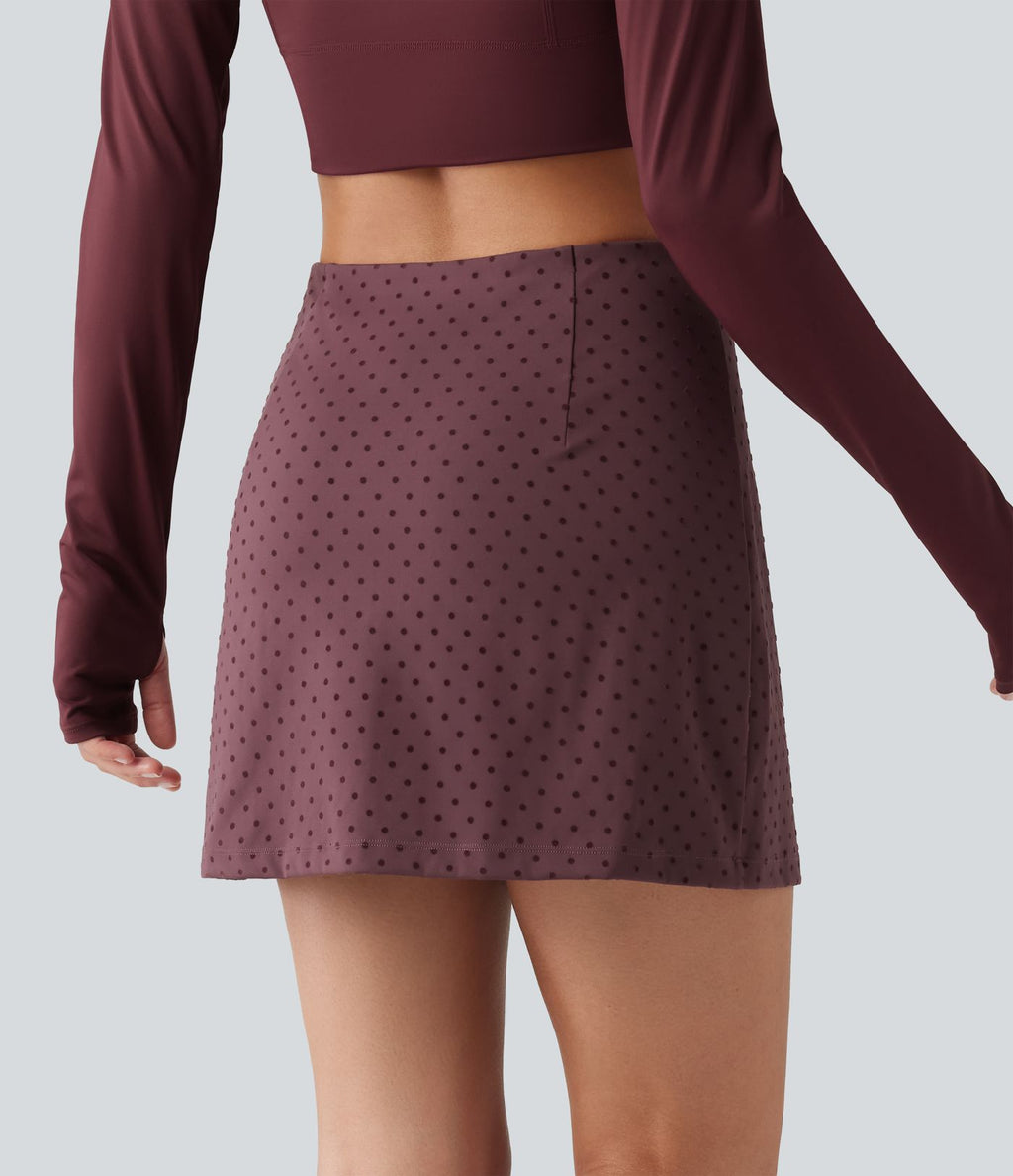 Jupe-short mini taille haute en velours à pois