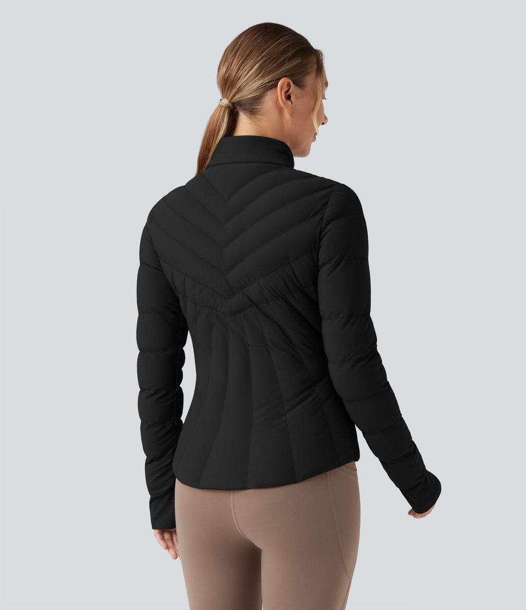 Doudoune de sport extensible col montant avec passants pouces et poches