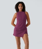 Robe de Tennis Mini Sport 2 Pièces avec Fermeture Éclair Dos Nageur et Poches Latérales Fendues
