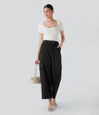 Pantalon cargo de travail taille haute coupe droite avec poches multiples