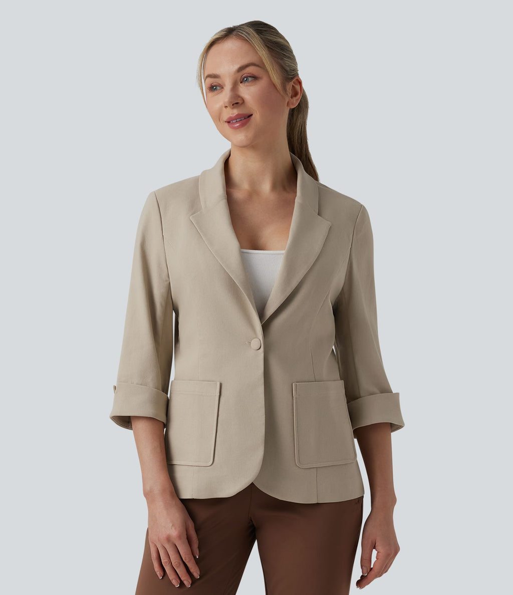 Blazer de travail col châle manches 3/4 avec poches