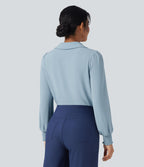 Chemise mousseline anti-froissement col V manches longues