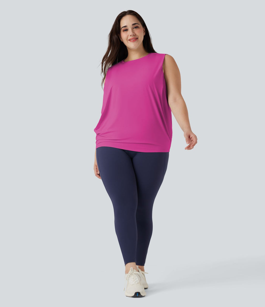 Débardeur yoga grande taille col rond Cool Touch - UPF50+