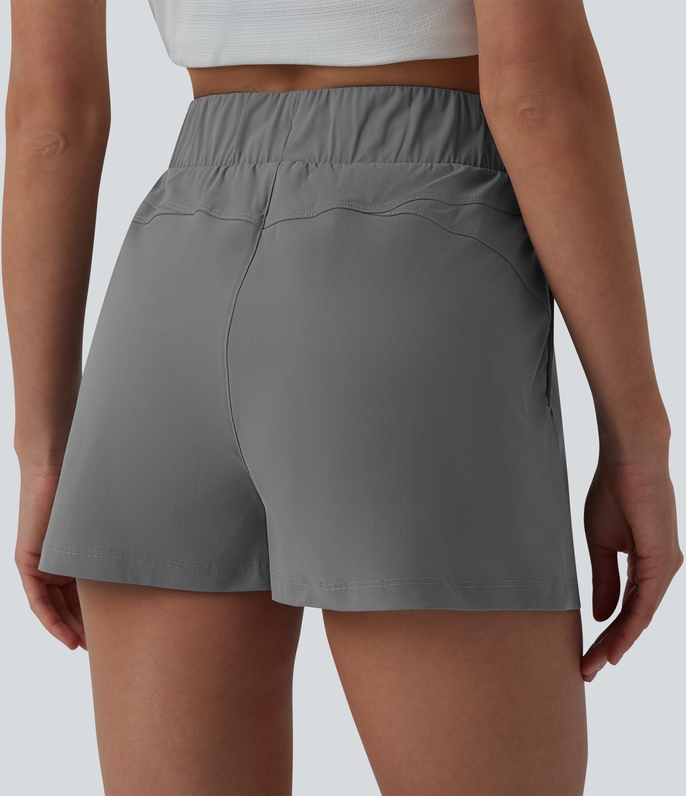Short de running taille haute effet frais InstantCool et séchage rapide avec poches,cordon réglable, 6,5 cm, protection solaire UPF40+