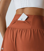 Short 7,5cm Yoga 2 en 1 Super Taille Haute Poches Arrière Poches Cachées Latérales
