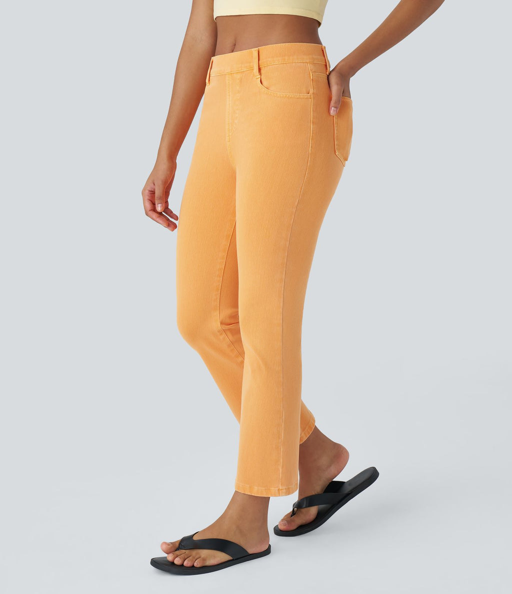 Jean bootcut 7/8 décontracté coloré à poches taille haute Halara Flex™