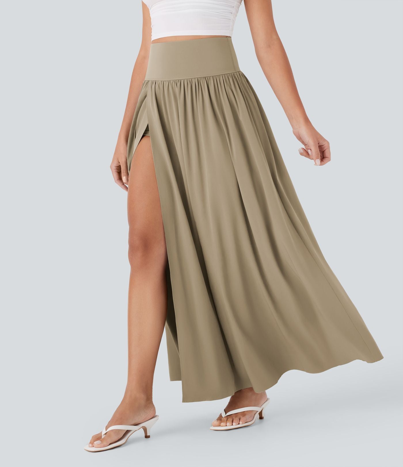 Jupe maxi fluide 2-en-1 gainante taille haute à séchage rapide Breezeful™