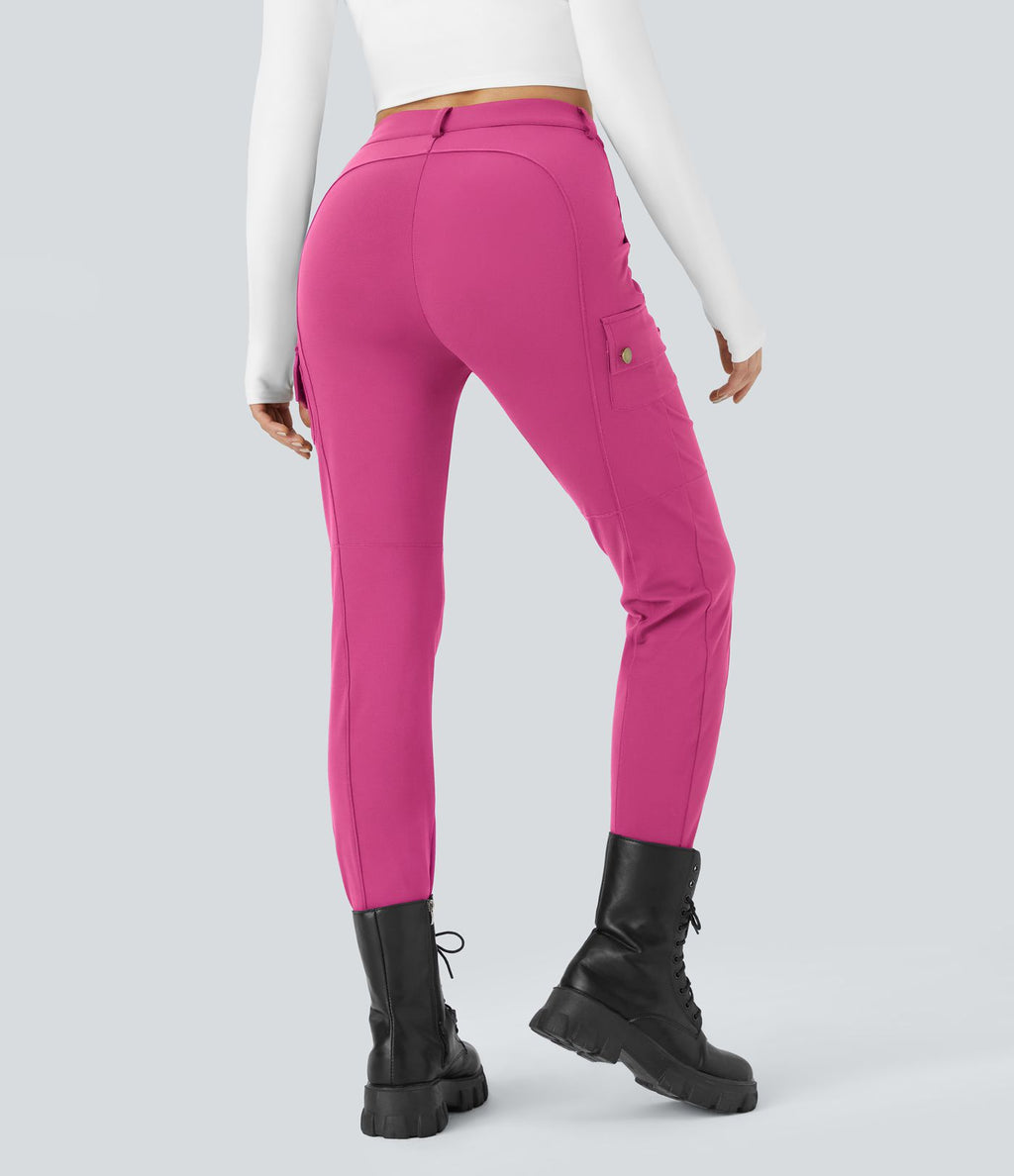 Pantalon cargo ajusté uni taille haute DayStretch avec poches zippées