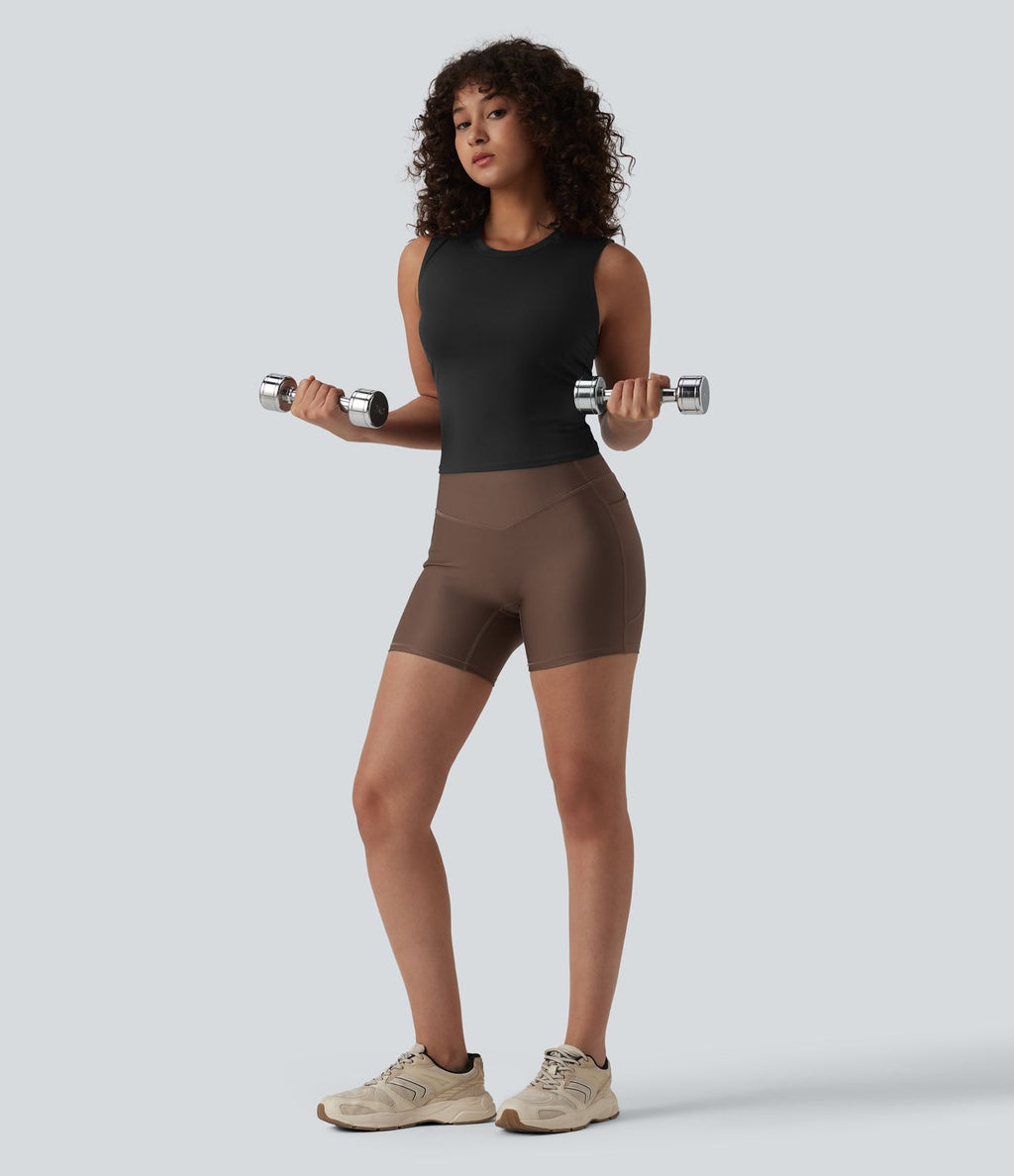 Débardeur de sport maille côtelée col rond