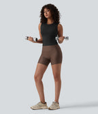 Débardeur de sport maille côtelée col rond