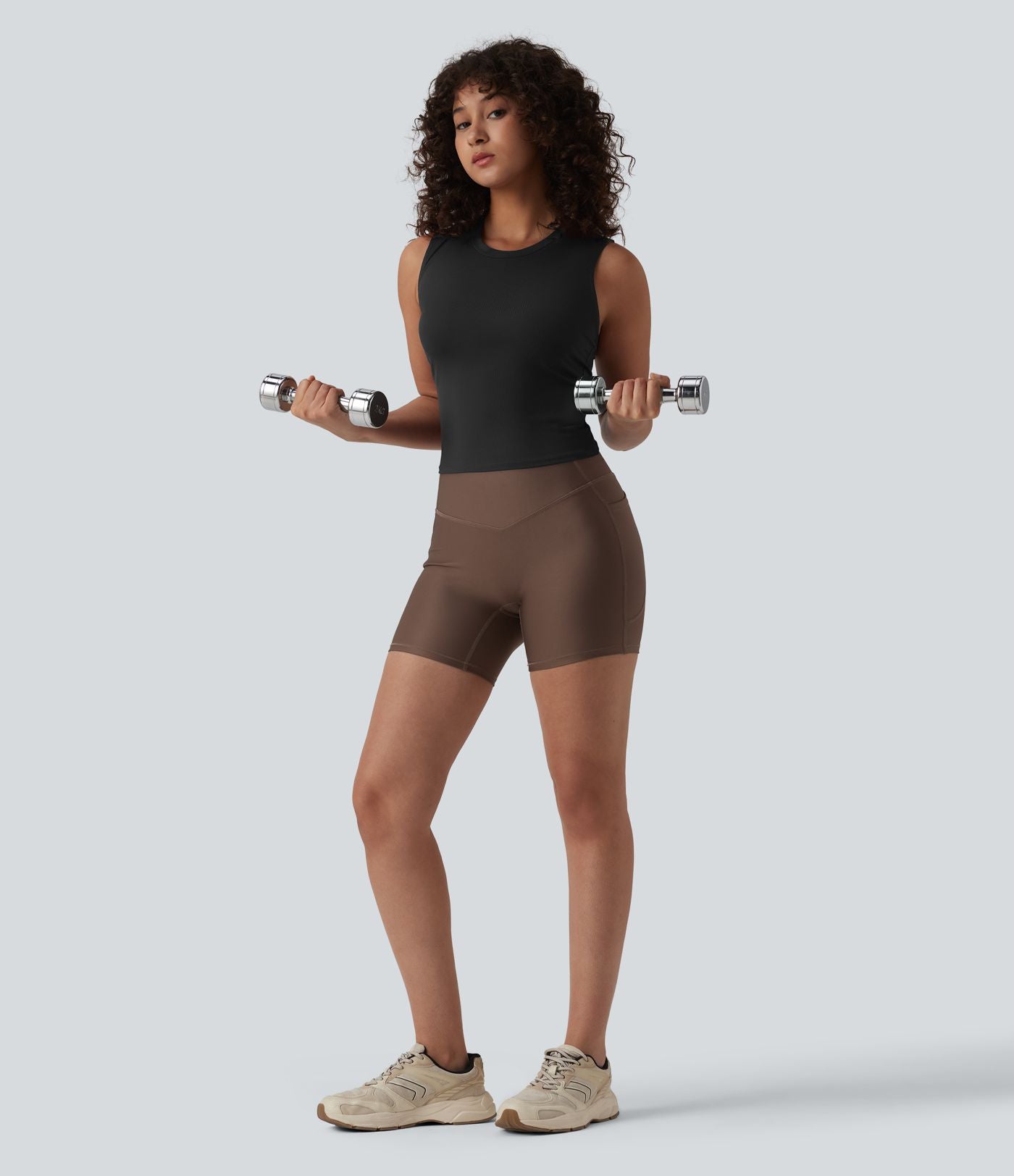 Débardeur de sport maille côtelée col rond