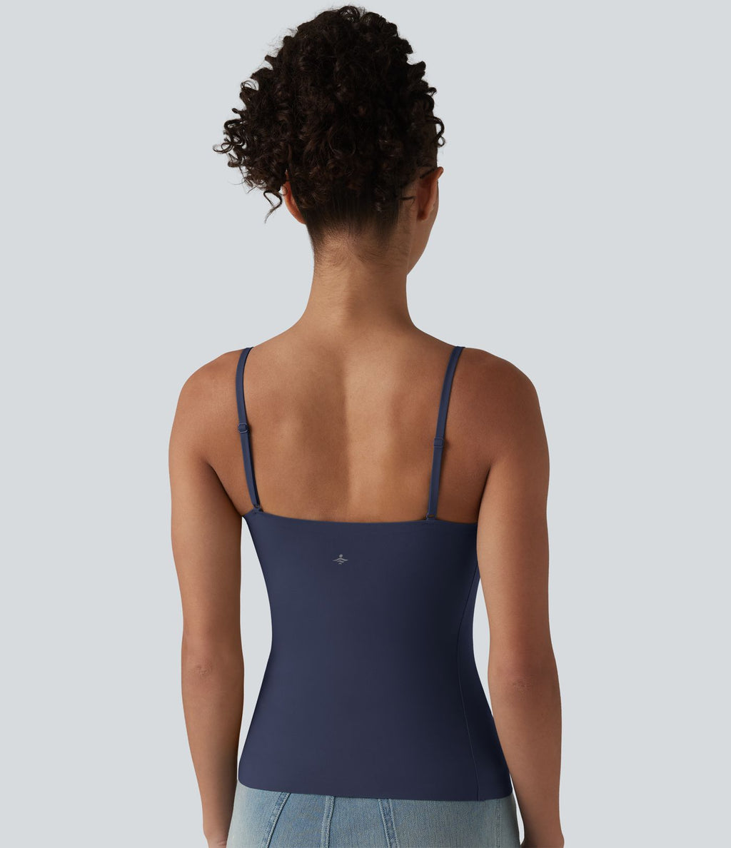 Débardeur décontracté à col rond et soutien-gorge intégré, bonnets BE