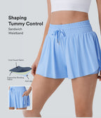 Short cycliste 17,5 cm de yoga gainant taille haute avec découpes - UPF50+ SoftlyZero™