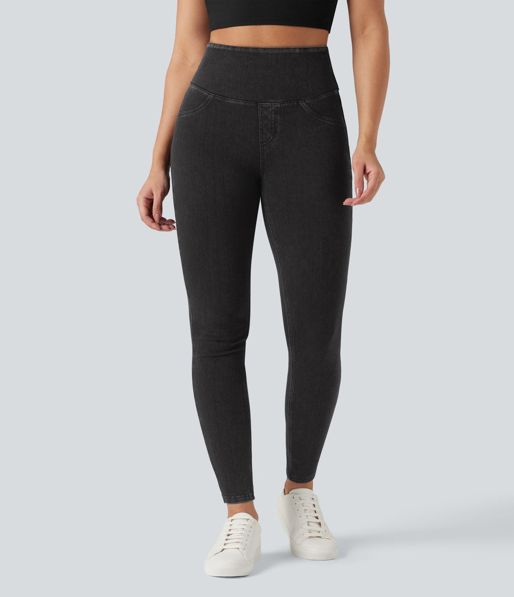 Legging décontracté gainant taille haute effet denim avec poches Halara Flex™