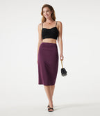 Jupe crayon midi décontracté taille haute extensible aspect satiné à effet frais InstantCool avec fronces