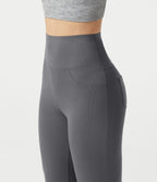 Pantalon bootcut décontracté, taille haute, à poches