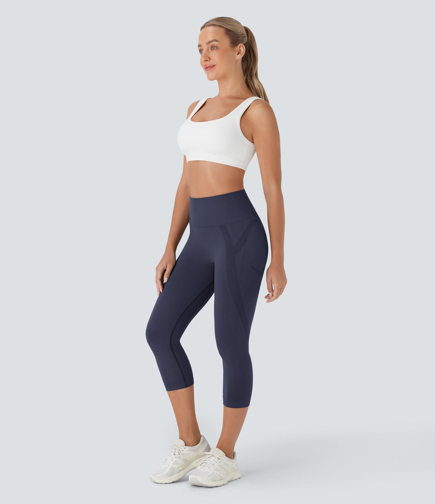 Legging capri yoga taille haute froncé sans couture OneForm Seamless Flow