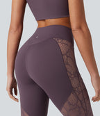 Legging yoga 7/8 Halara UltraSculpt™ gainant taille haute avec dentelle contrastante et poche