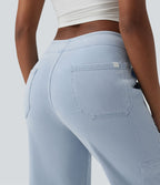 Jean cargo court casual jambe droite taille mi-haute Halara Flex™ avec poches