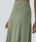Jupe Évasée Casual Longue Fermeture Éclair Latérale Taille Haute