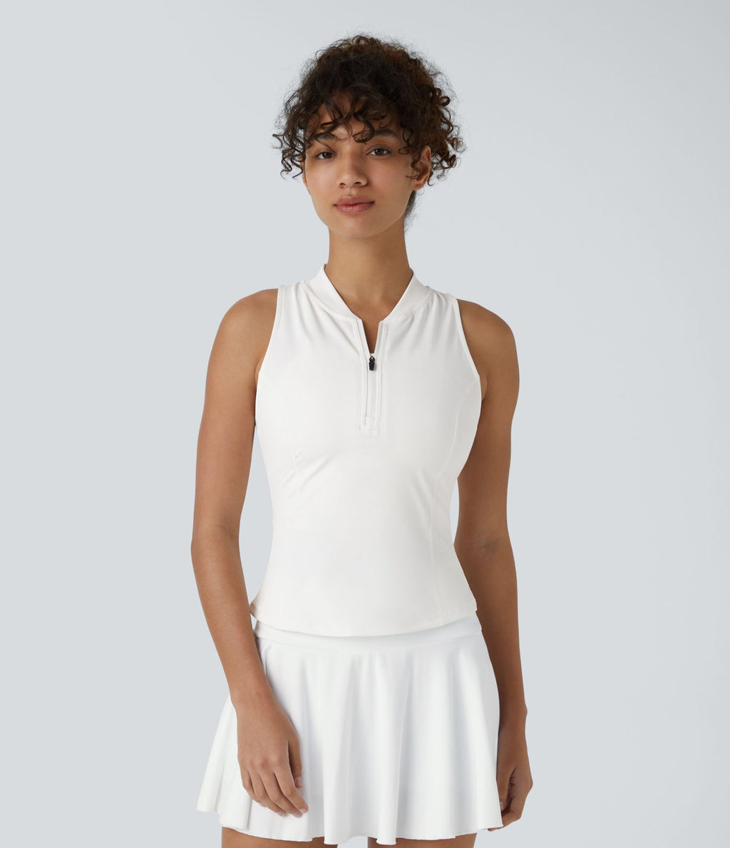 Softlyzero™ QuickDry Débardeur Golf Slim à Demi-Zip et Col Baseball