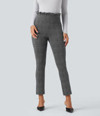 Pantalon tailleur skinny Halara Flex™ paper bag pied-de-poule carreaux taille haute à nœud avec poches