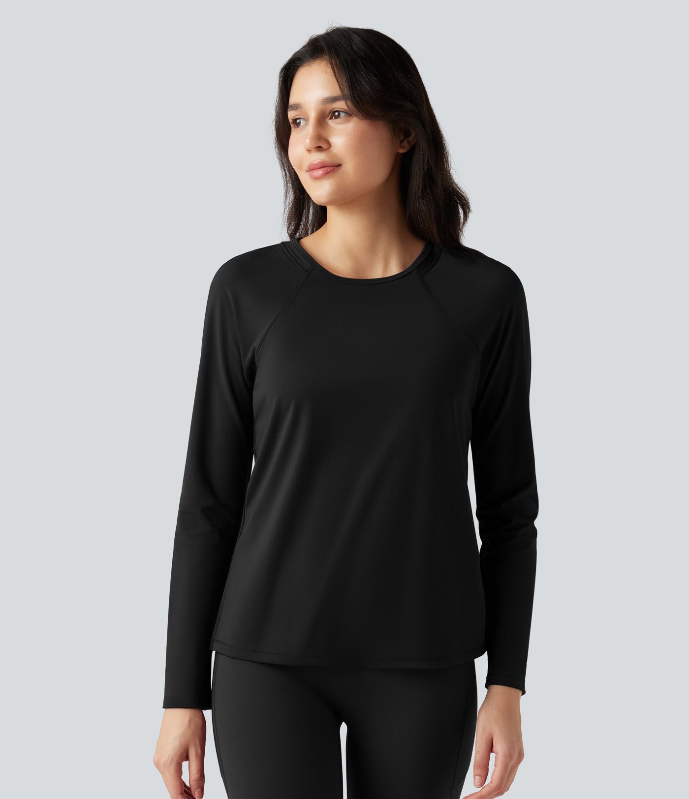 Top de sport running SoftlyZero™ Airy ourlet fendu col rond manches longues - UPF50+