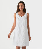 Robe mini sans manches à col rond brodée