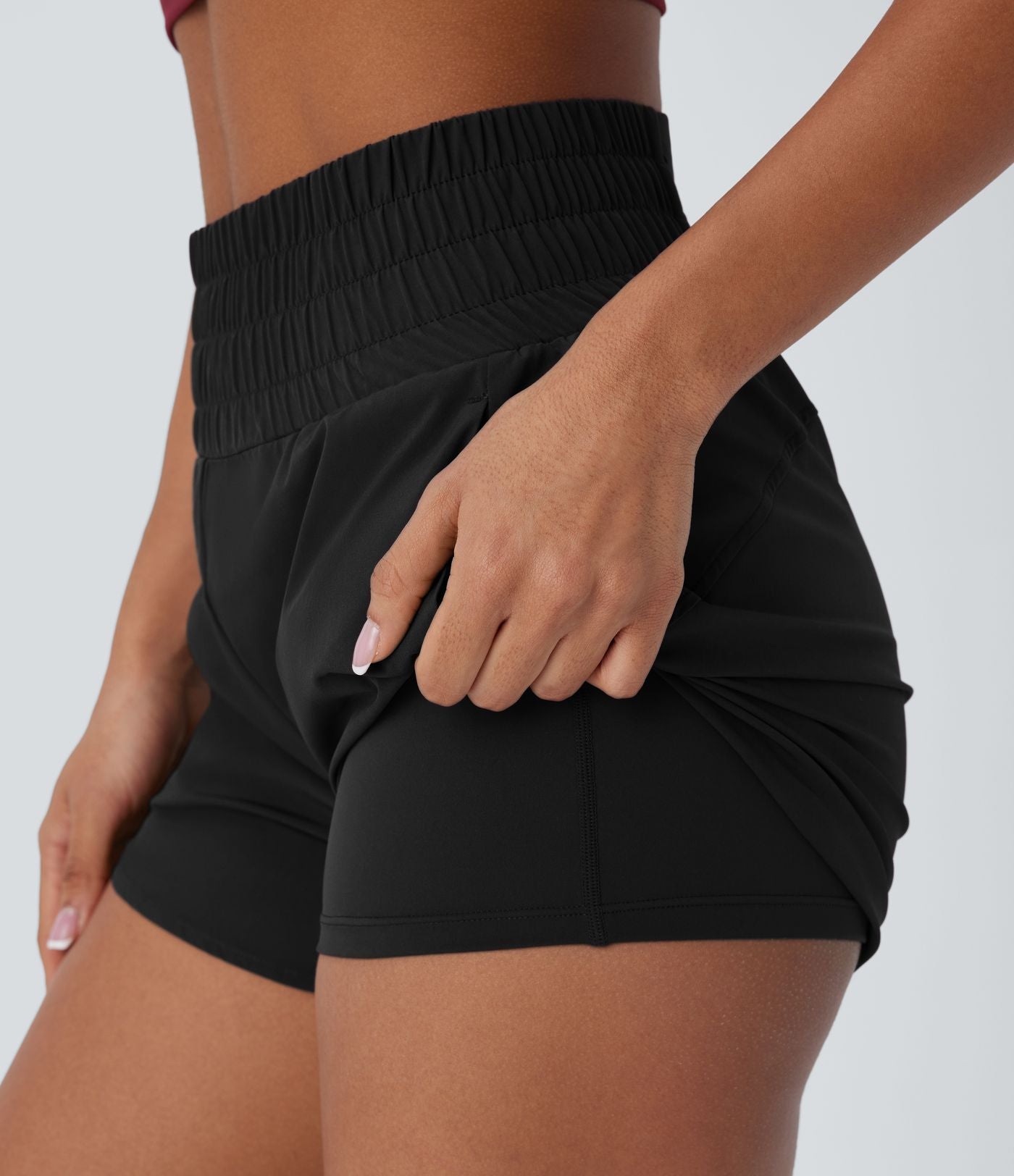 Short de course à pied Breezeful™ 2-en-1 séchage rapide, taille haute à poches multiples, ourlet arrondi 8,8cm