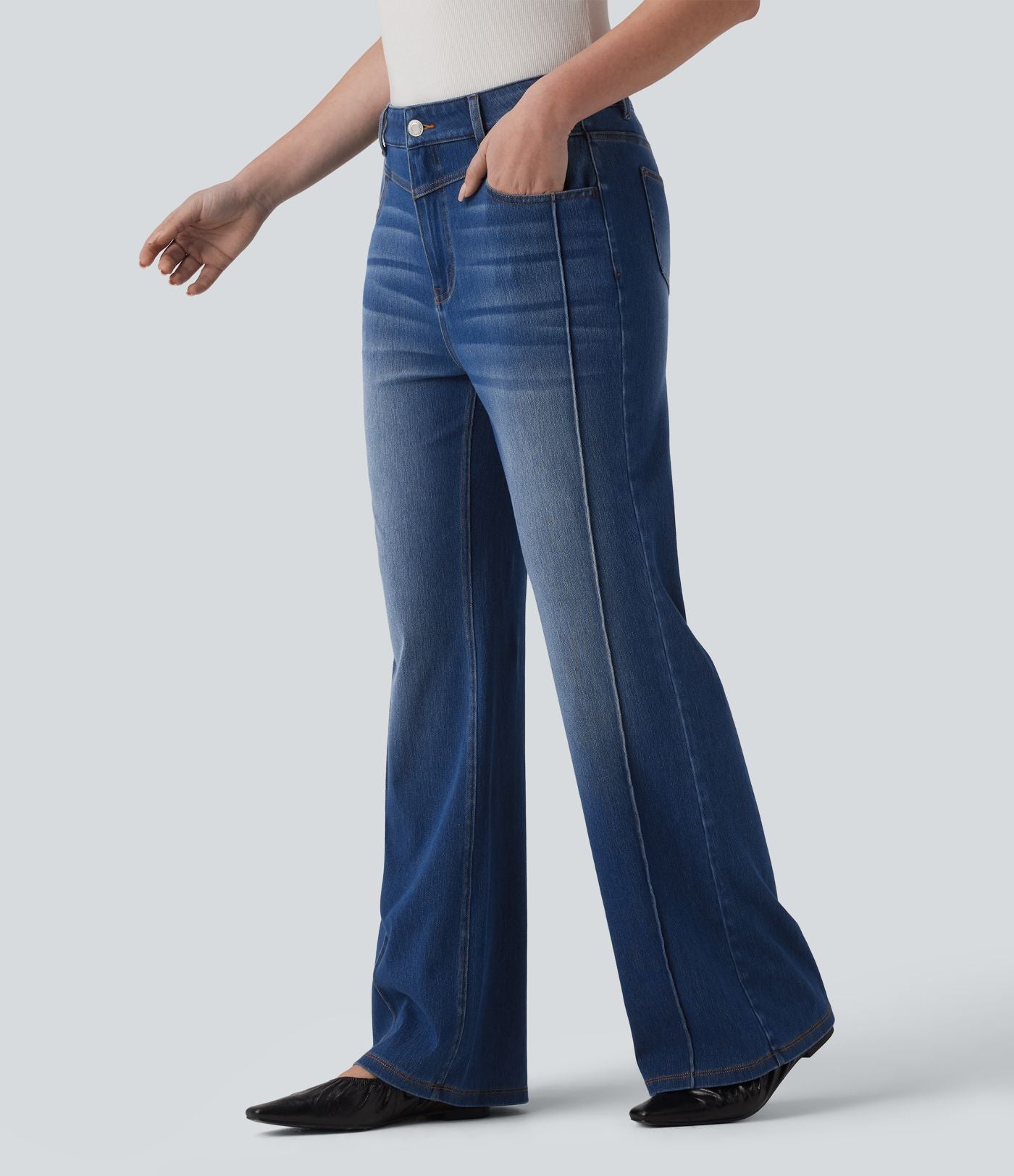 Halara Flex™ Jean droit taille haute avec poches
