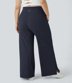 Pantalon yoga large grande taille croisé avec ourlet et poches DayStretch - Smile
